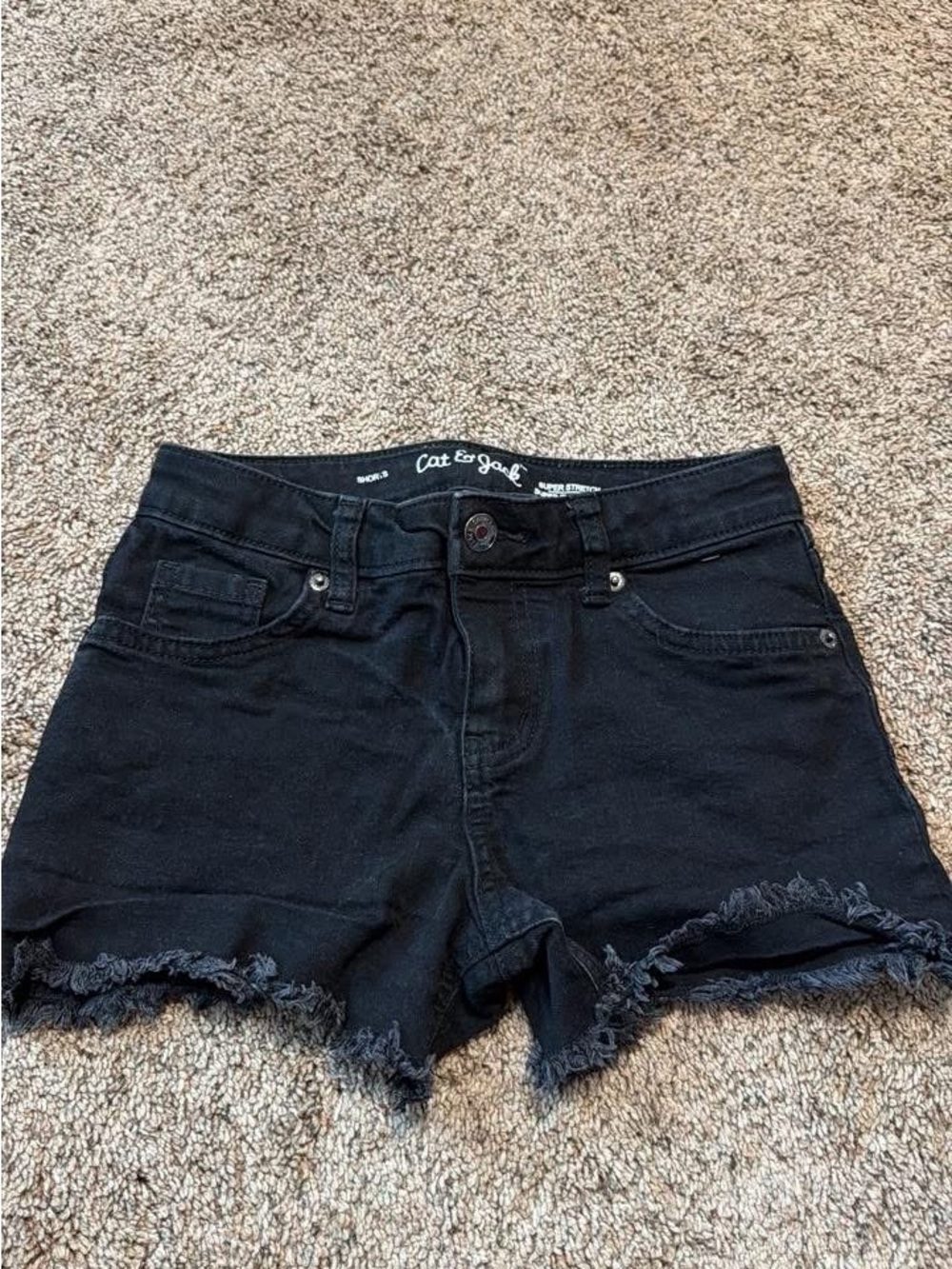 Cat & Jack Black Frayed Hem Denim Shorts